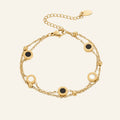 Célia - Bracelet en onyx et pierre blanche